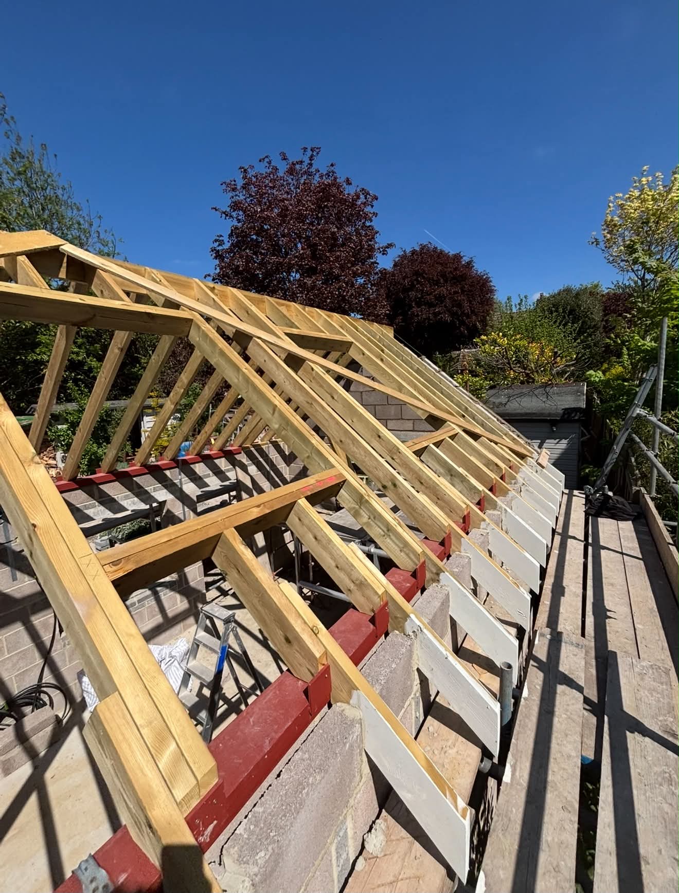 Roof truss framing on a Wiltshire extension