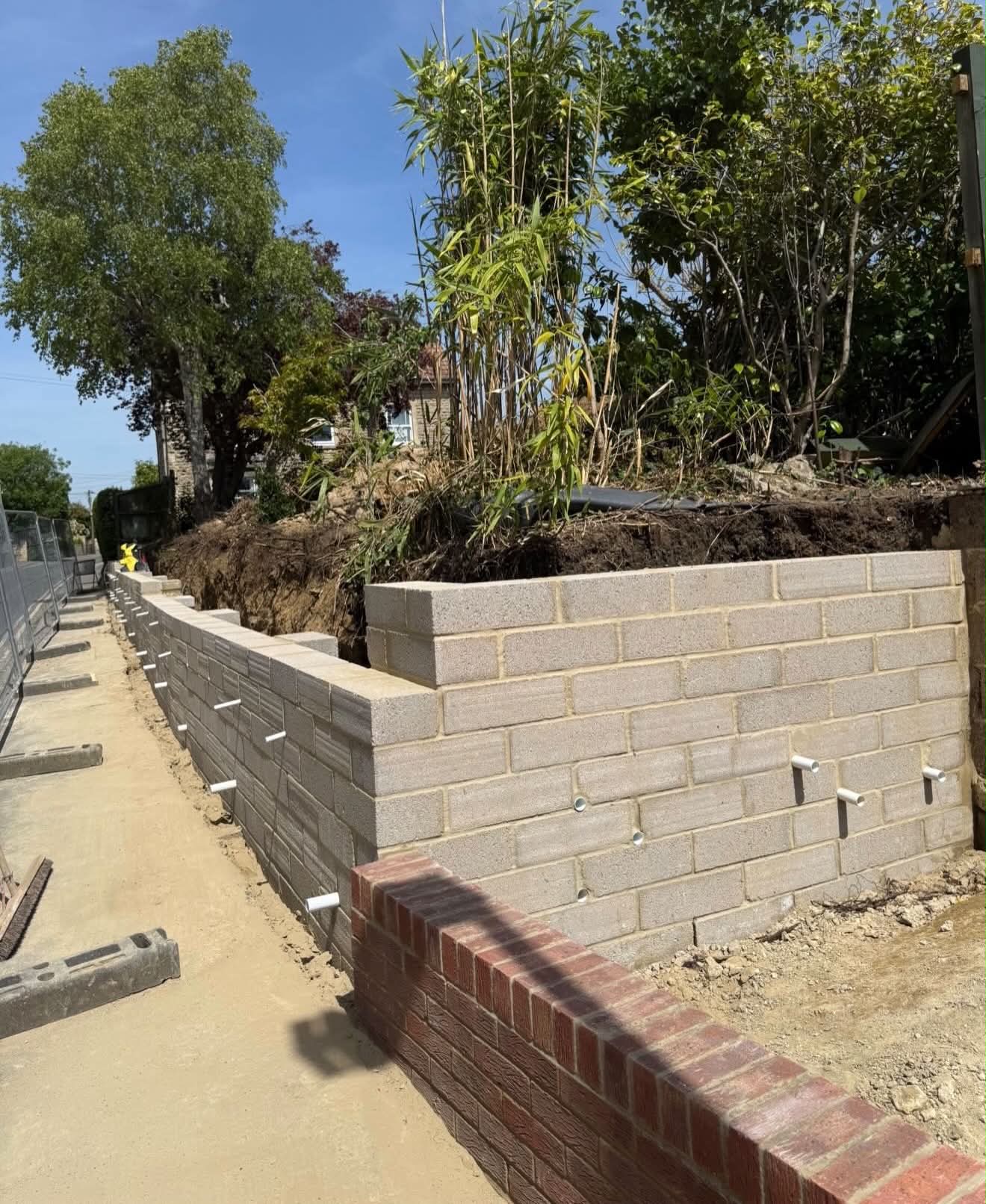 Retaining wall under construction in Wiltshire
